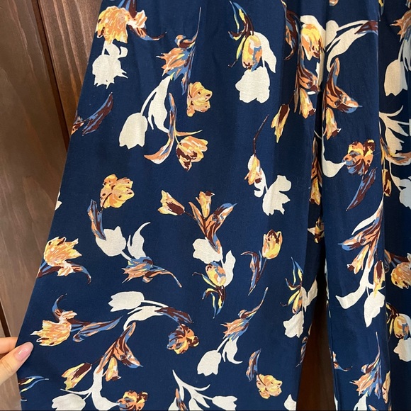 Band of Gypsies Blue Boho Floral Off the Shoulder Jumpsuit - Picture 3 of 5